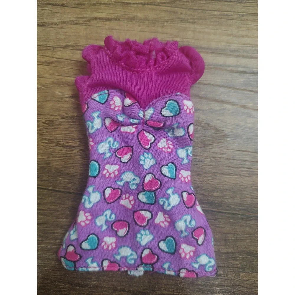 BARBIE DOLL CLOTHES TOP SHIRT PURPLE PINK BLUE PAW PRINTS VET FASHION STYLE Z32